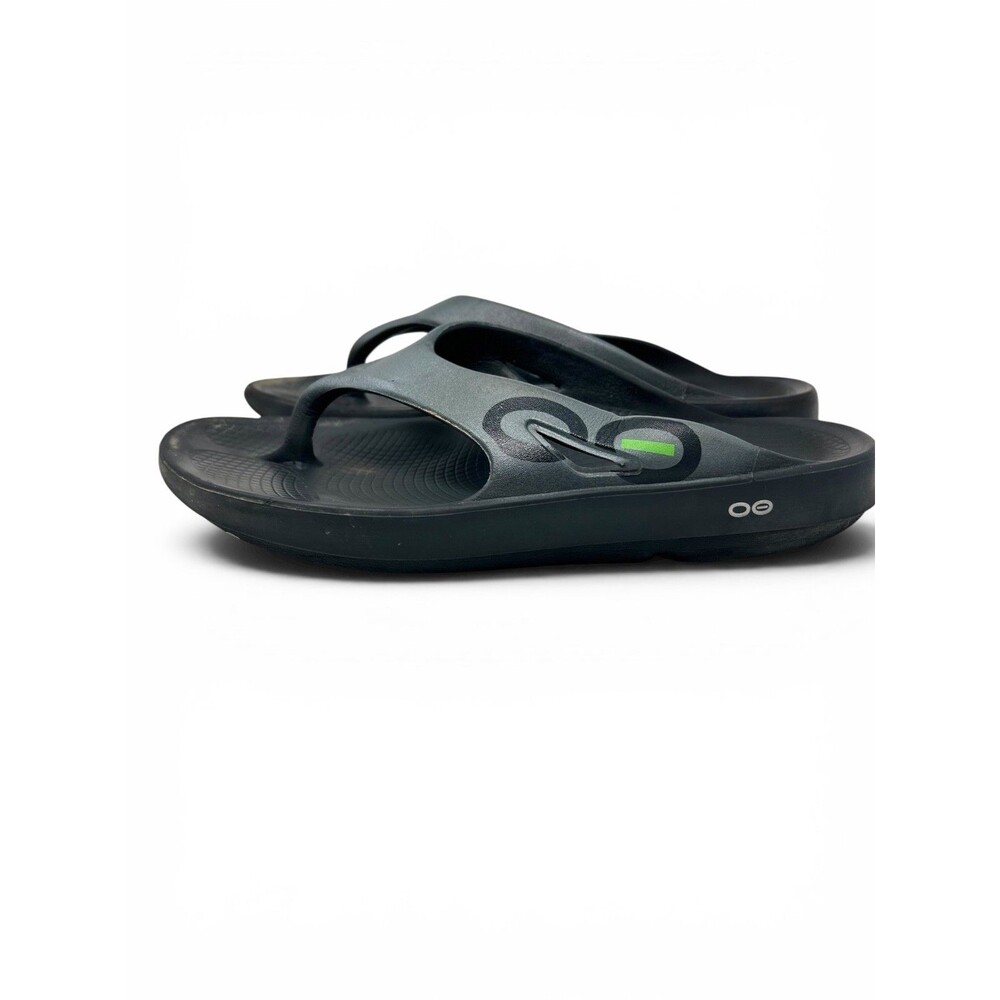 OOFOS Recovery Sandals US Mens 13 Black Flip Flop Thong Graphite Shoes
